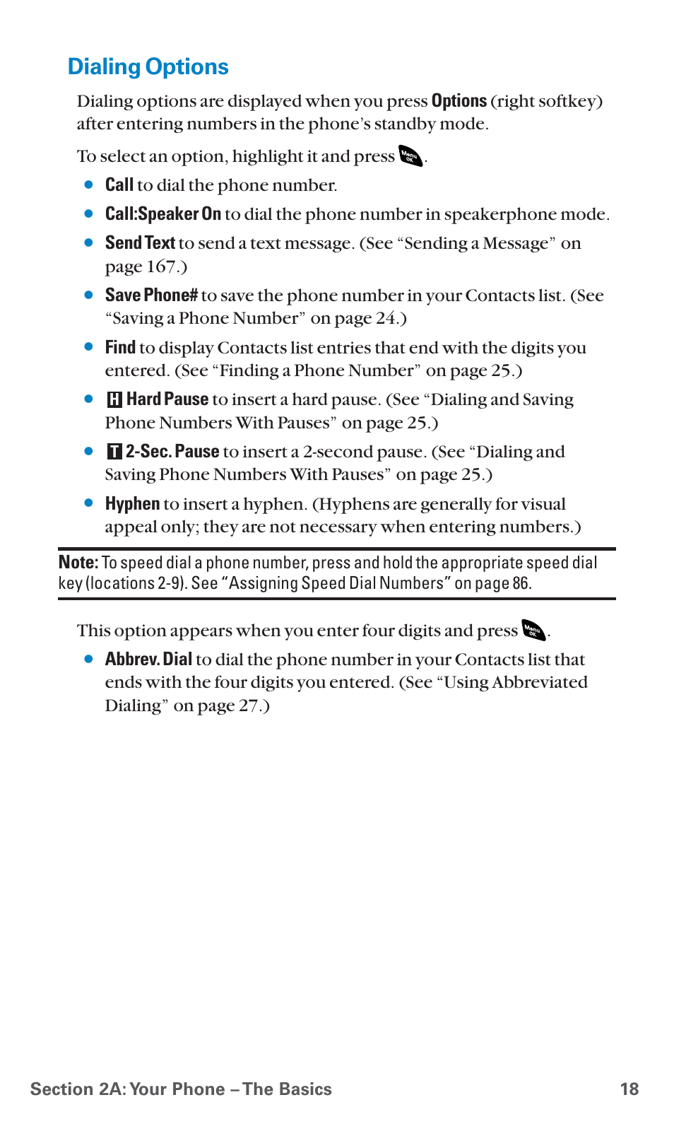 Dialing options | Sanyo SCP-4920 User Manual | Page 29 / 230