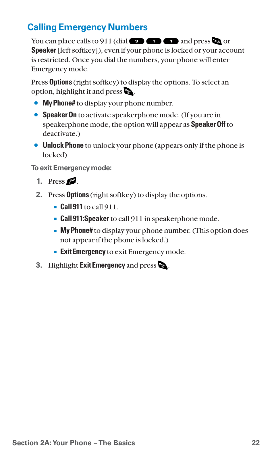 Calling emergency numbers | Sanyo SCP-4920 User Manual | Page 33 / 230