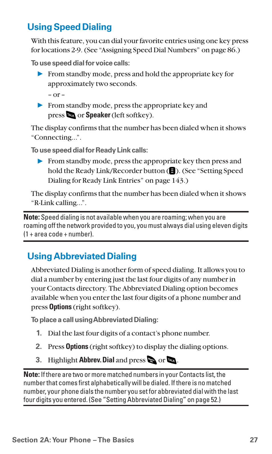 Using speed dialing, Using abbreviated dialing | Sanyo SCP-4920 User Manual | Page 38 / 230