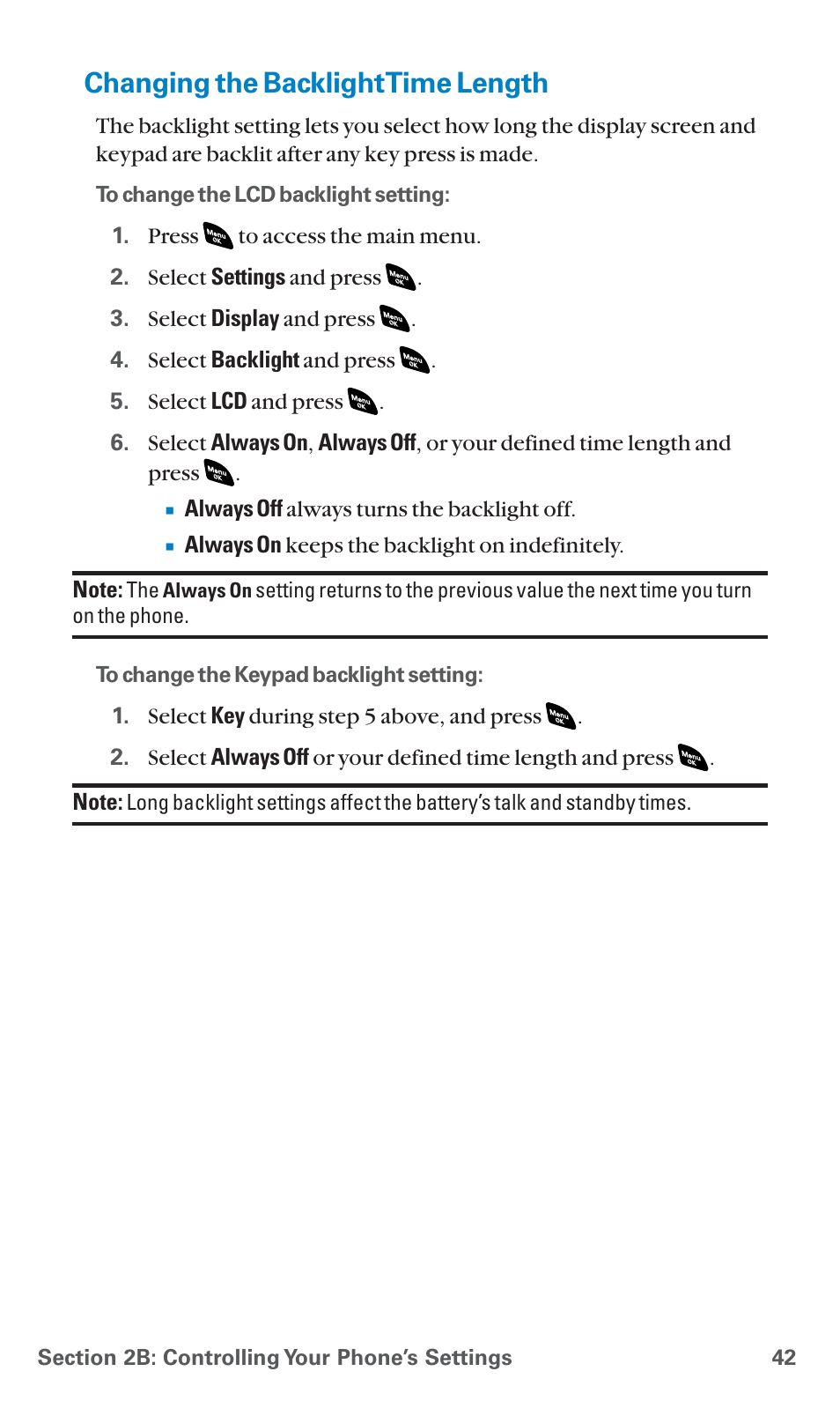 Changing the backlight time length | Sanyo SCP-4920 User Manual | Page 53 / 230