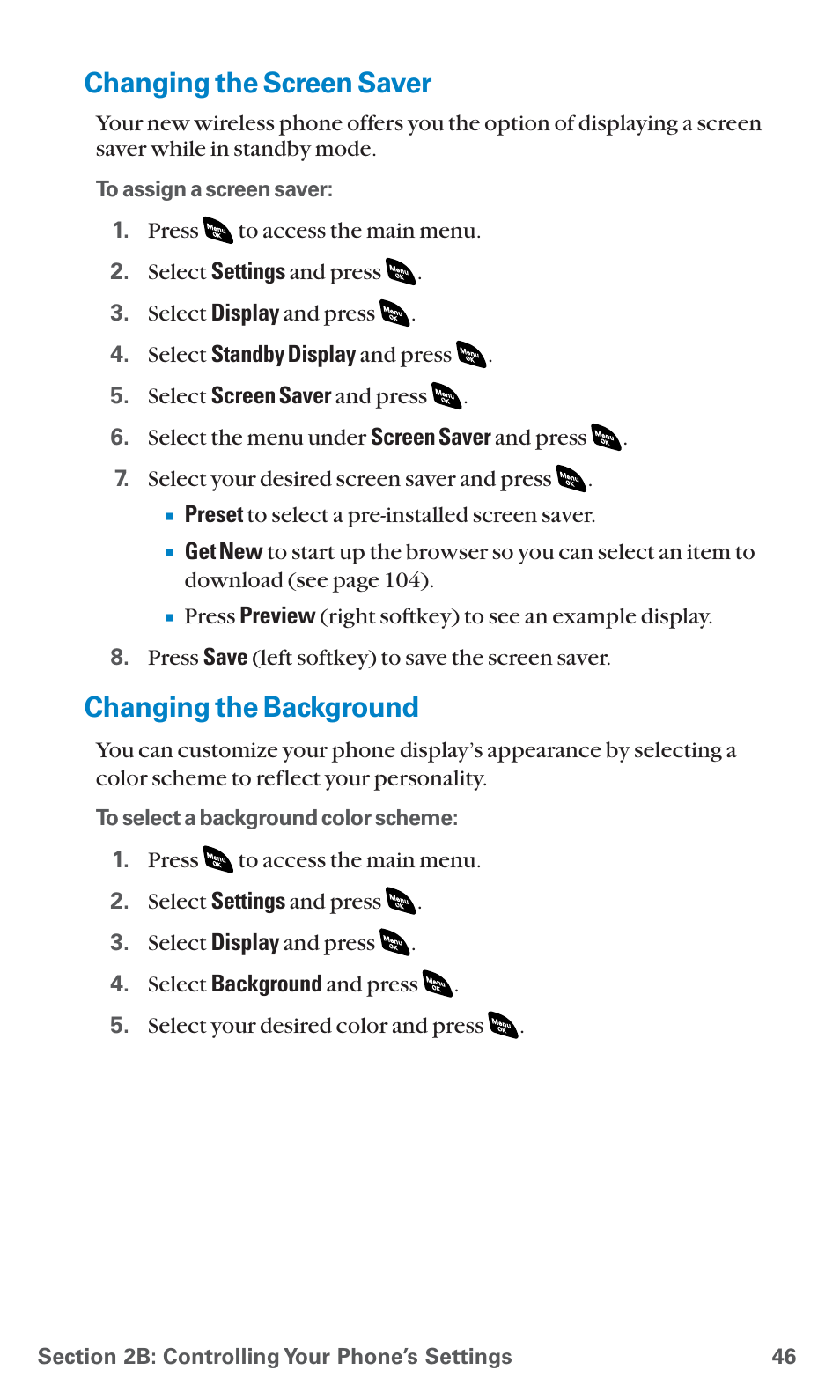 Changing the screen saver, Changing the background | Sanyo SCP-4920 User Manual | Page 57 / 230