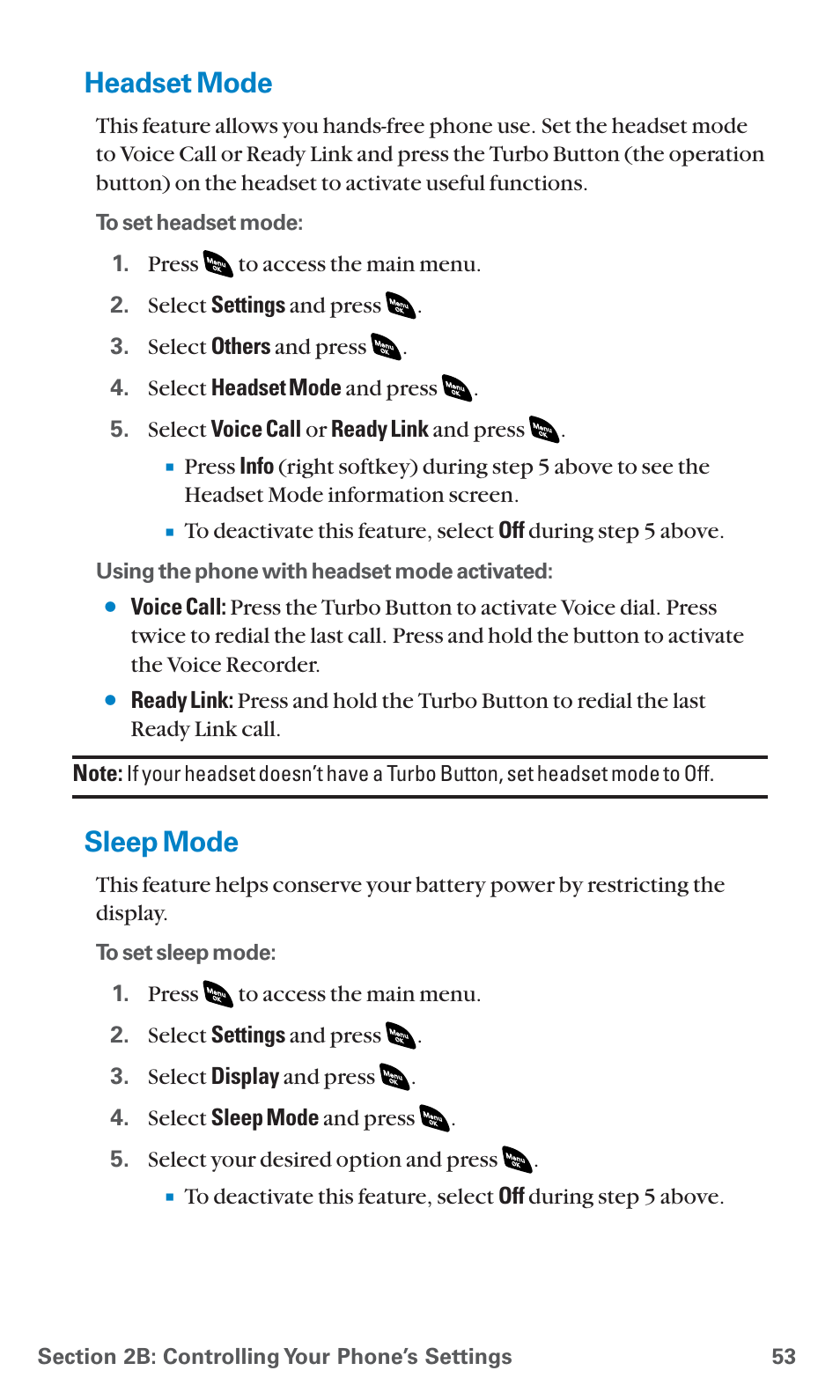 Headset mode, Sleep mode | Sanyo SCP-4920 User Manual | Page 64 / 230