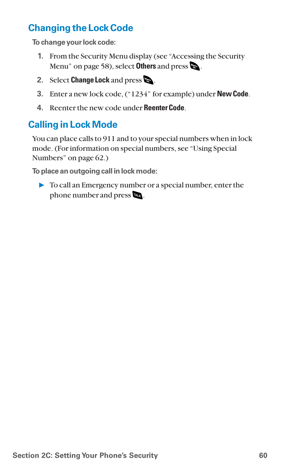 Changing the lock code, Calling in lock mode | Sanyo SCP-4920 User Manual | Page 71 / 230