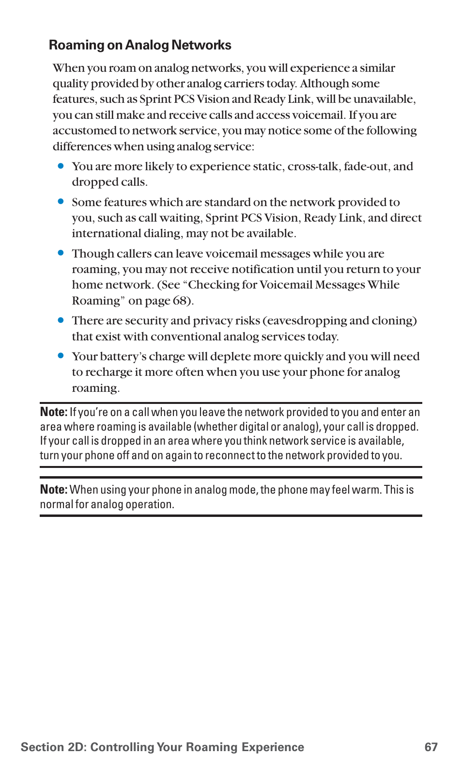 Roaming on analog networks | Sanyo SCP-4920 User Manual | Page 78 / 230