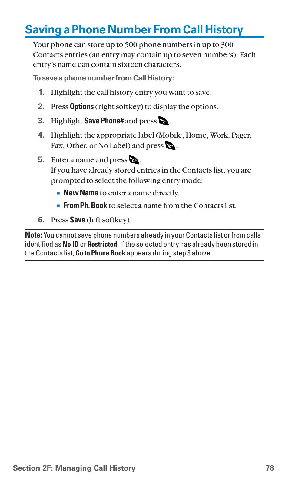 Saving a phone number from call history | Sanyo SCP-4920 User Manual | Page 89 / 230