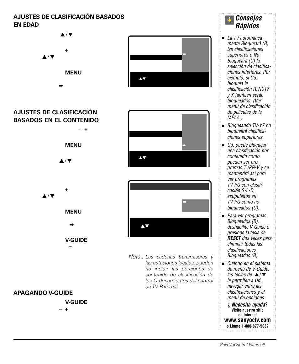 Consejos rápidos | Sanyo DS20424 User Manual | Page 31 / 52