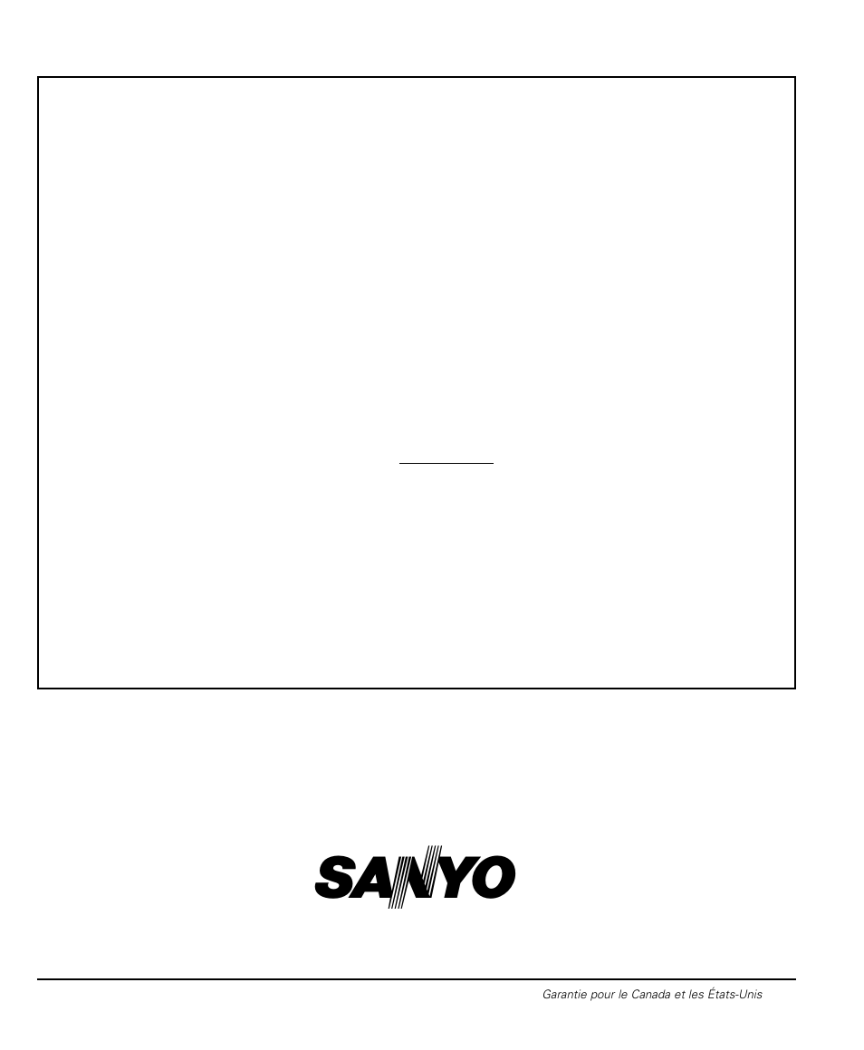 Garantie pour le canada et les états-unis, Garantie limitée d’un an | Sanyo DS20424 User Manual | Page 51 / 52