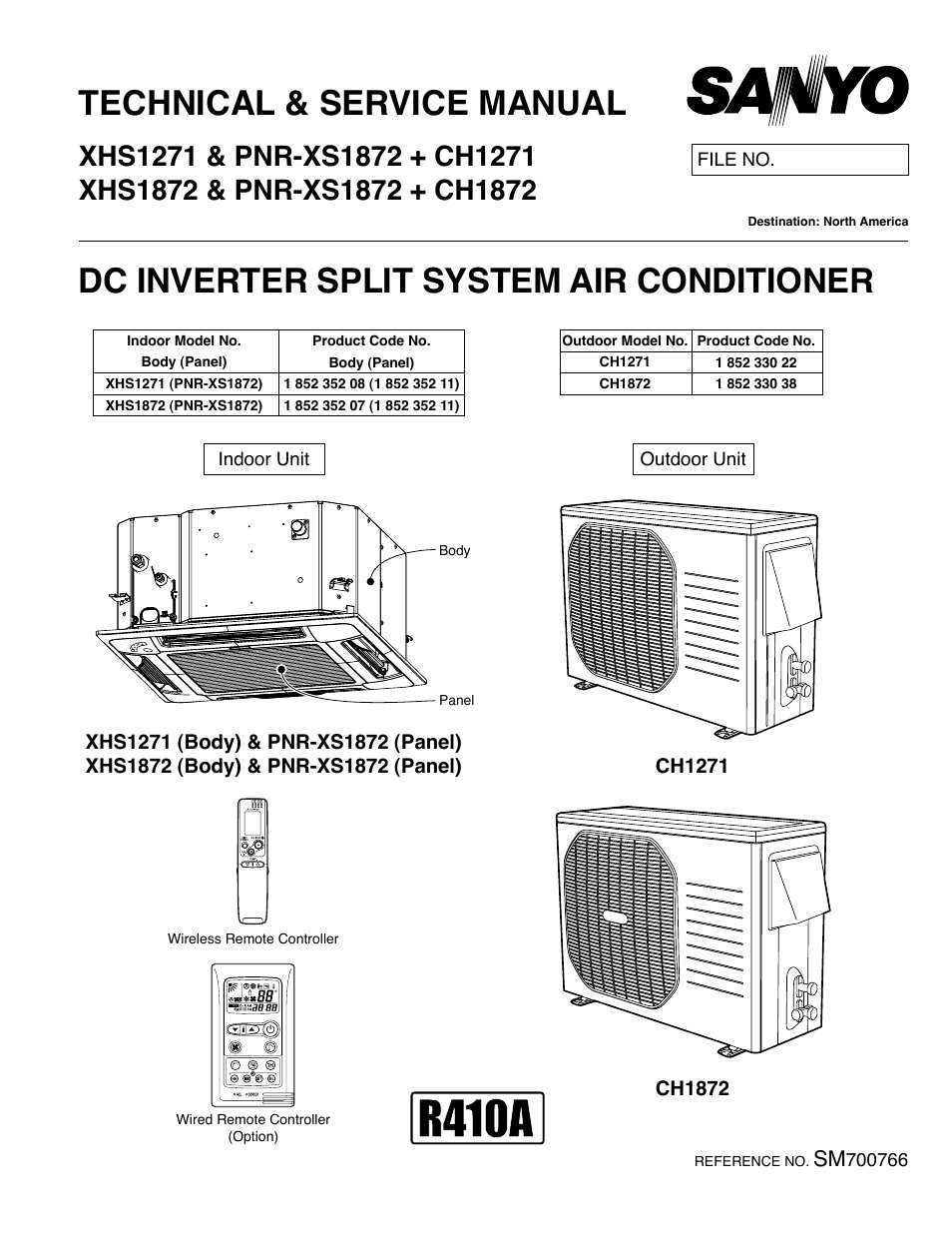 Sanyo DC Inverter Split System XHS1271 User Manual | 123 pages