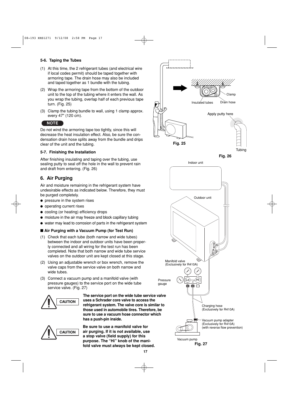 Air purging | Sanyo DC Inverter Split System XHS1271 User Manual | Page 102 / 123