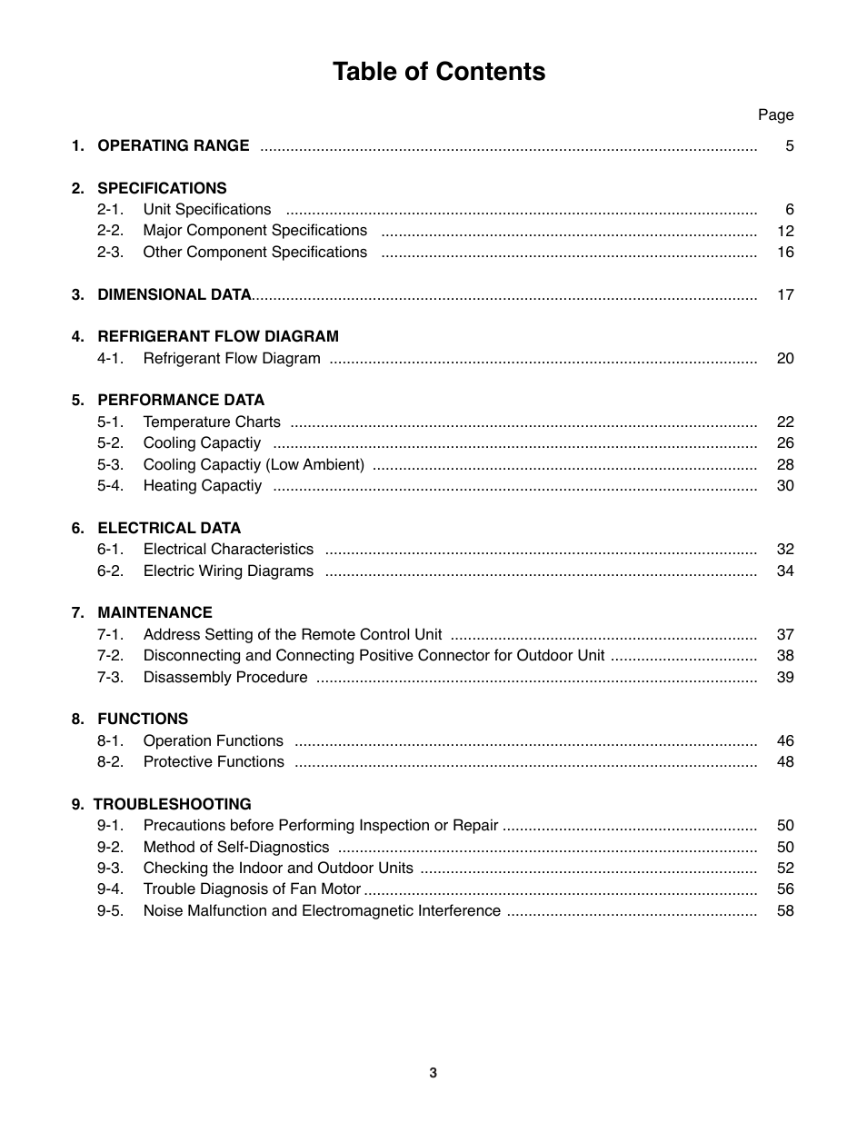 Sanyo DC Inverter Split System XHS1271 User Manual | Page 3 / 123