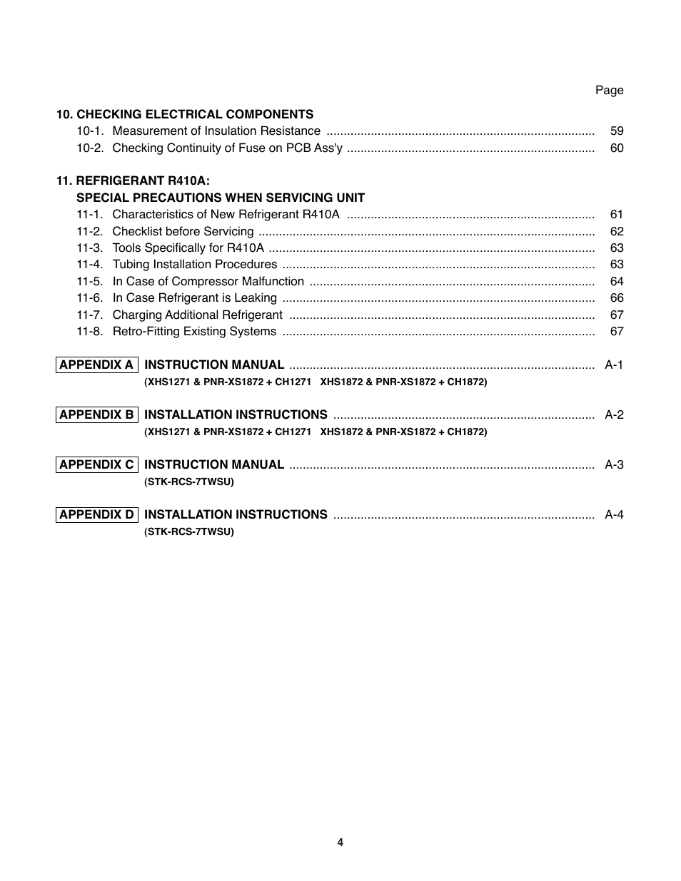 Sanyo DC Inverter Split System XHS1271 User Manual | Page 4 / 123