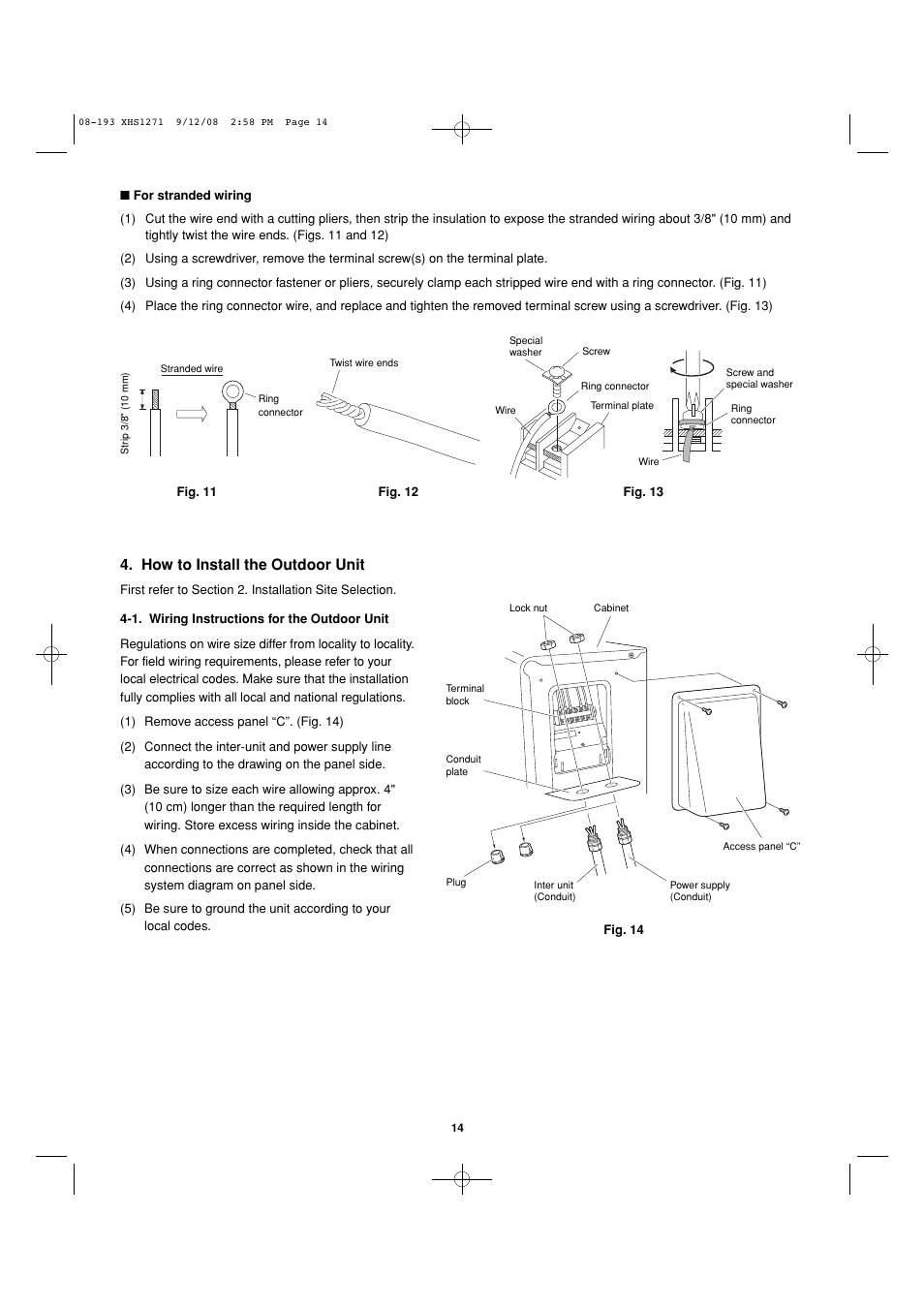 How to install the outdoor unit | Sanyo DC Inverter Split System XHS1271 User Manual | Page 99 / 123