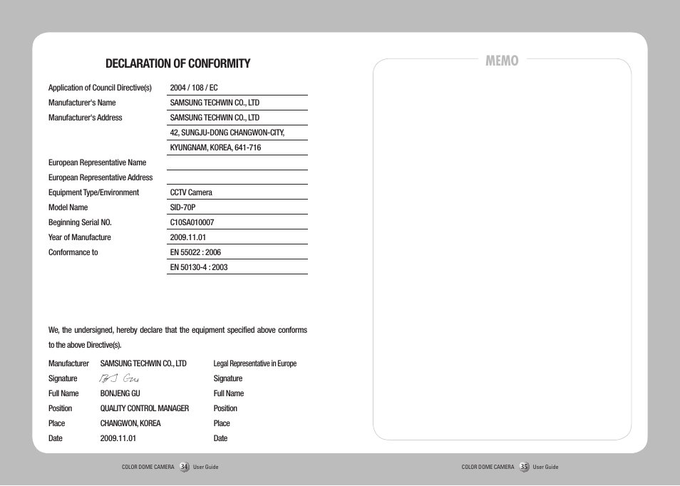 Declaration of conformity | Sanyo SID-70 User Manual | Page 18 / 19