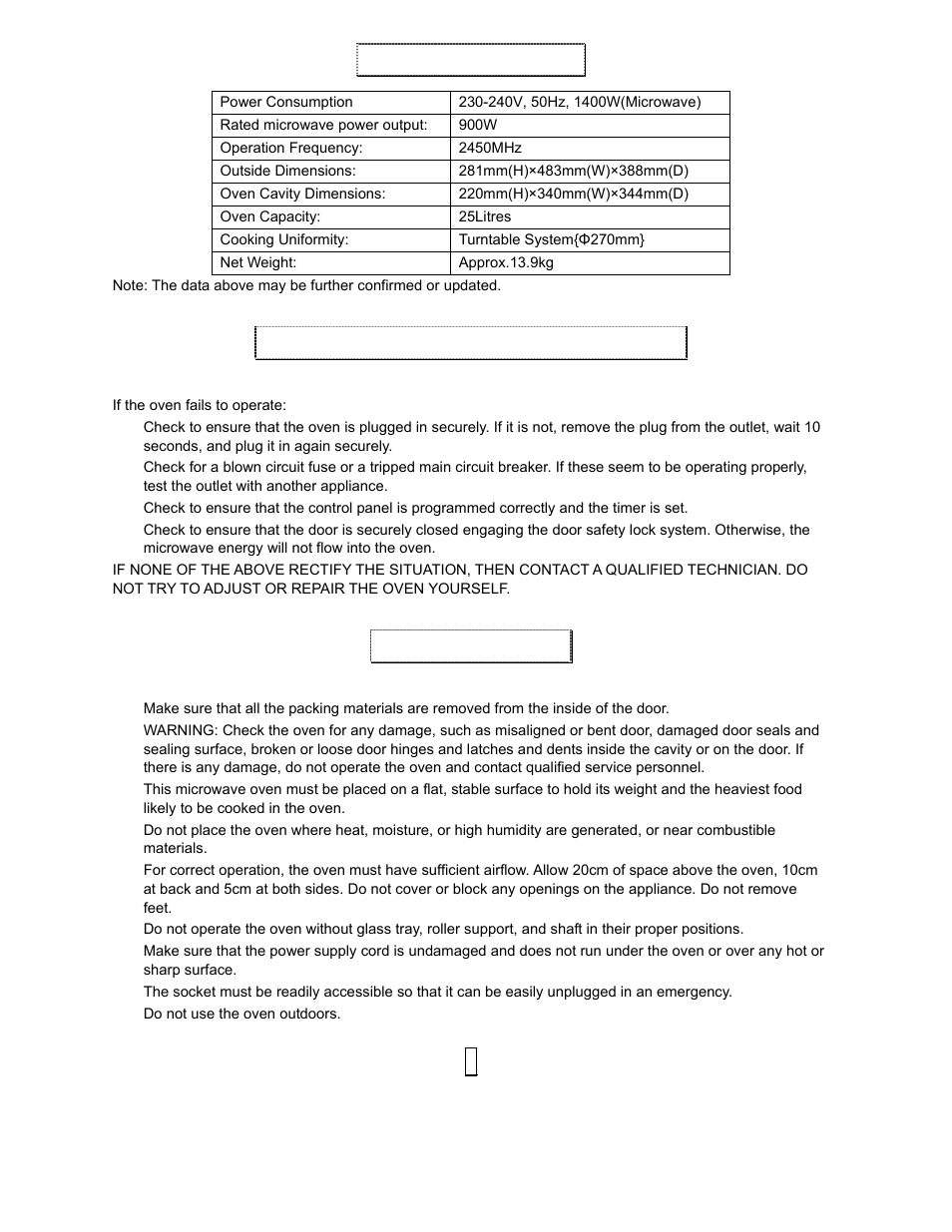 Specifications, Before you call for service, Installation | Sanyo EM-S5597B User Manual | Page 3 / 9