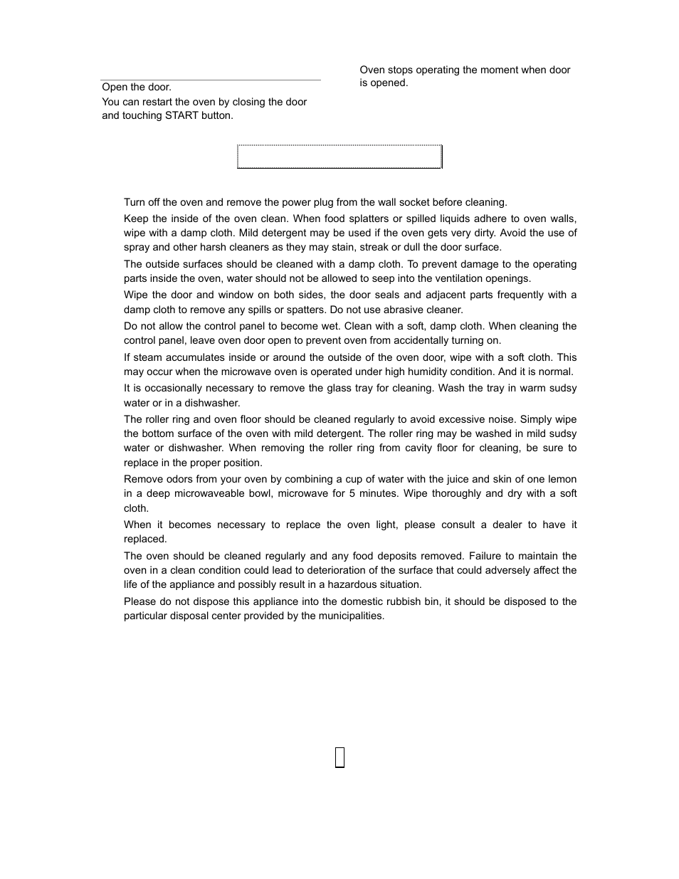 Cleaning and care, To stop the oven during operation | Sanyo EM-S5597B User Manual | Page 9 / 9