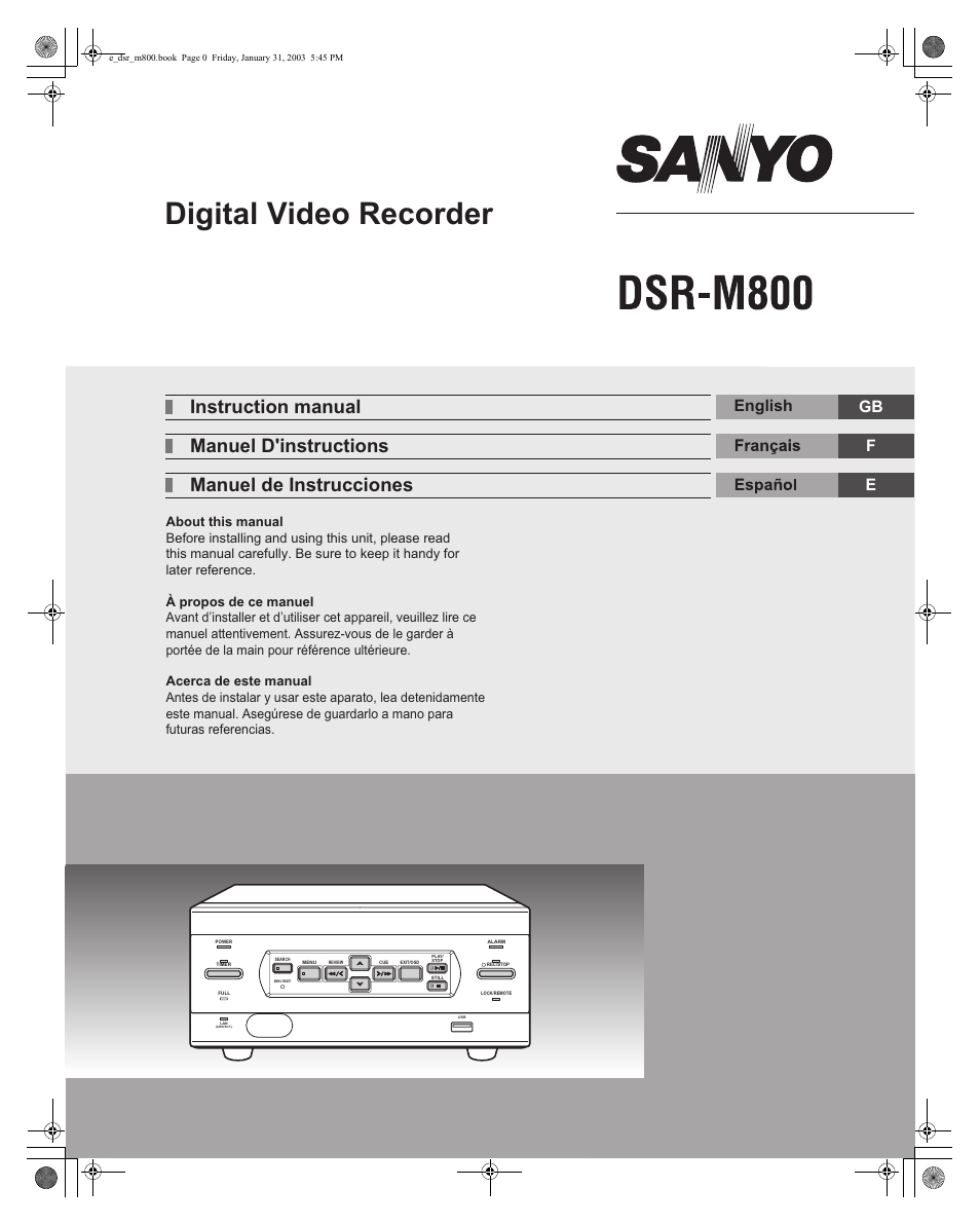 Sanyo DSR-M800 User Manual | 50 pages