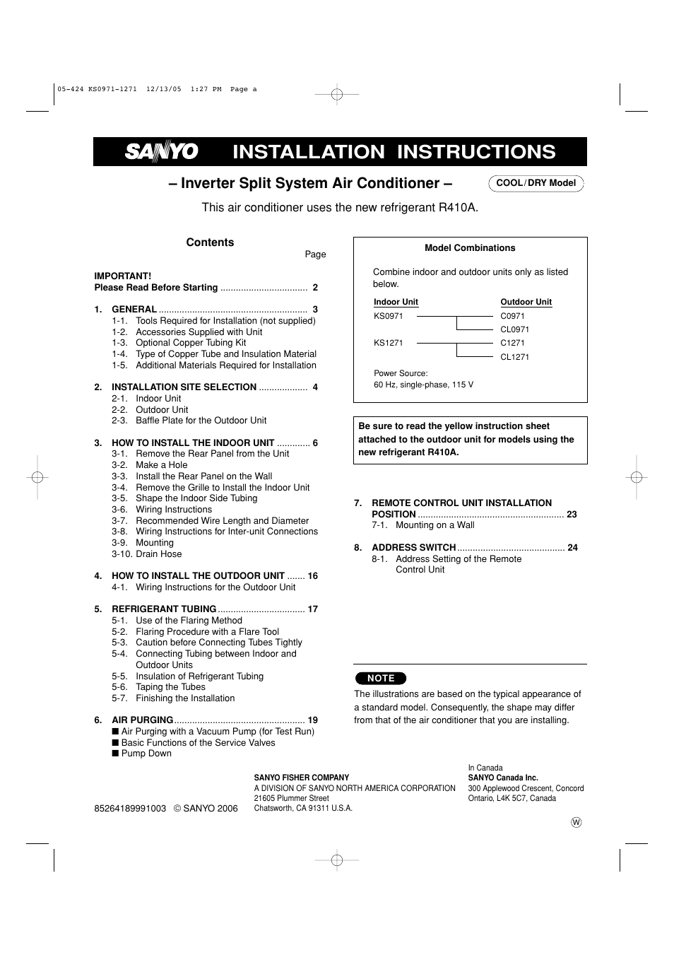 Sanyo Cool/Dry User Manual | 24 pages