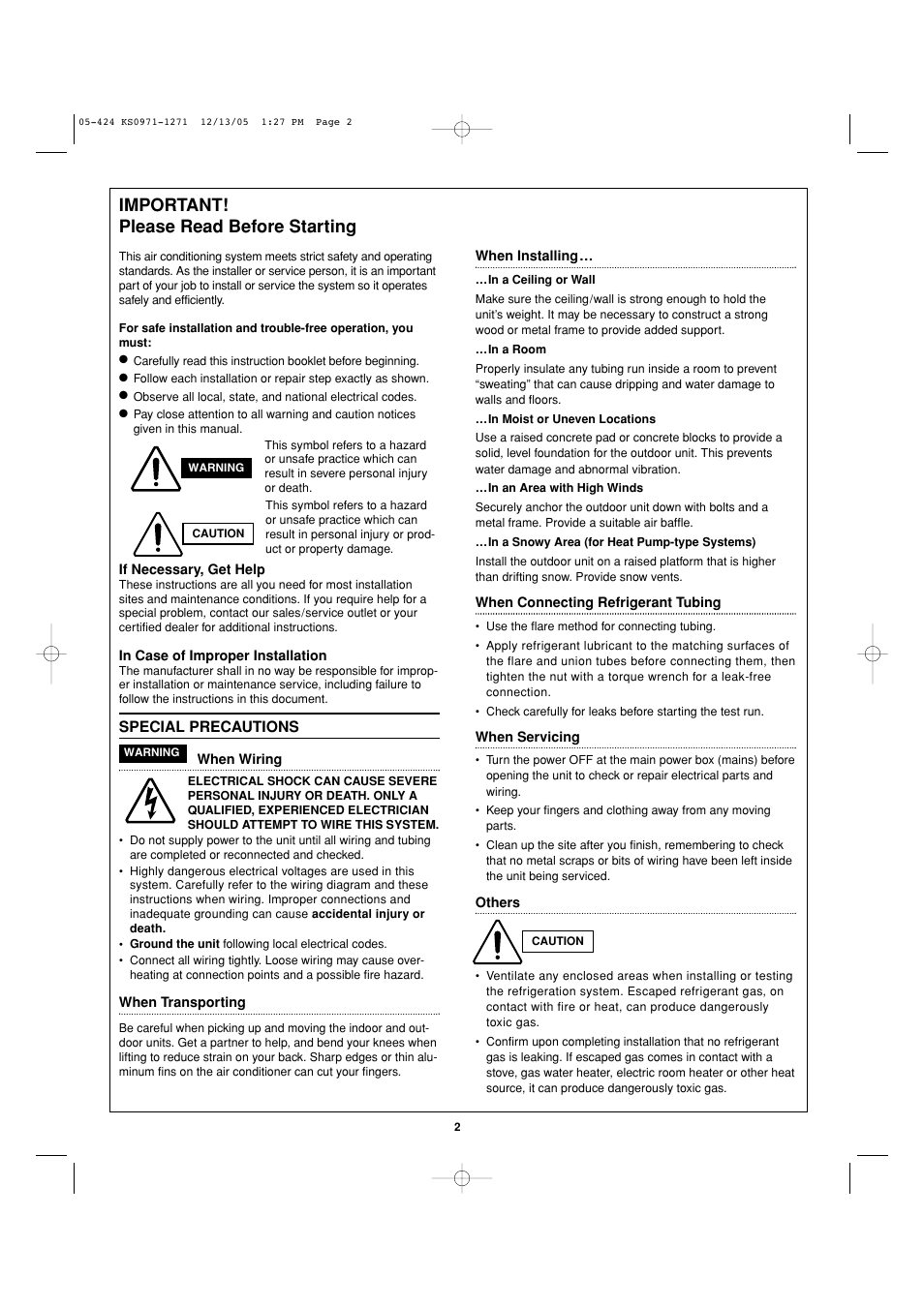 Important! please read before starting | Sanyo Cool/Dry User Manual | Page 2 / 24