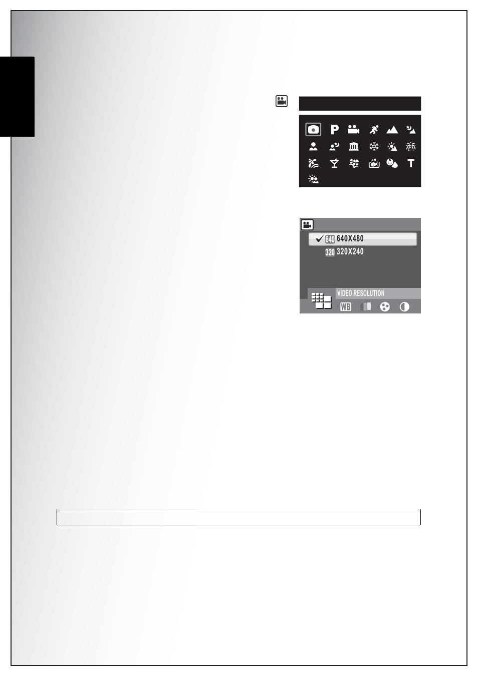 Video capture menu, Video resolution, White balance | Color, Saturation, Contrast, Setup, English | Sanyo VPC-S1070 User Manual | Page 42 / 67