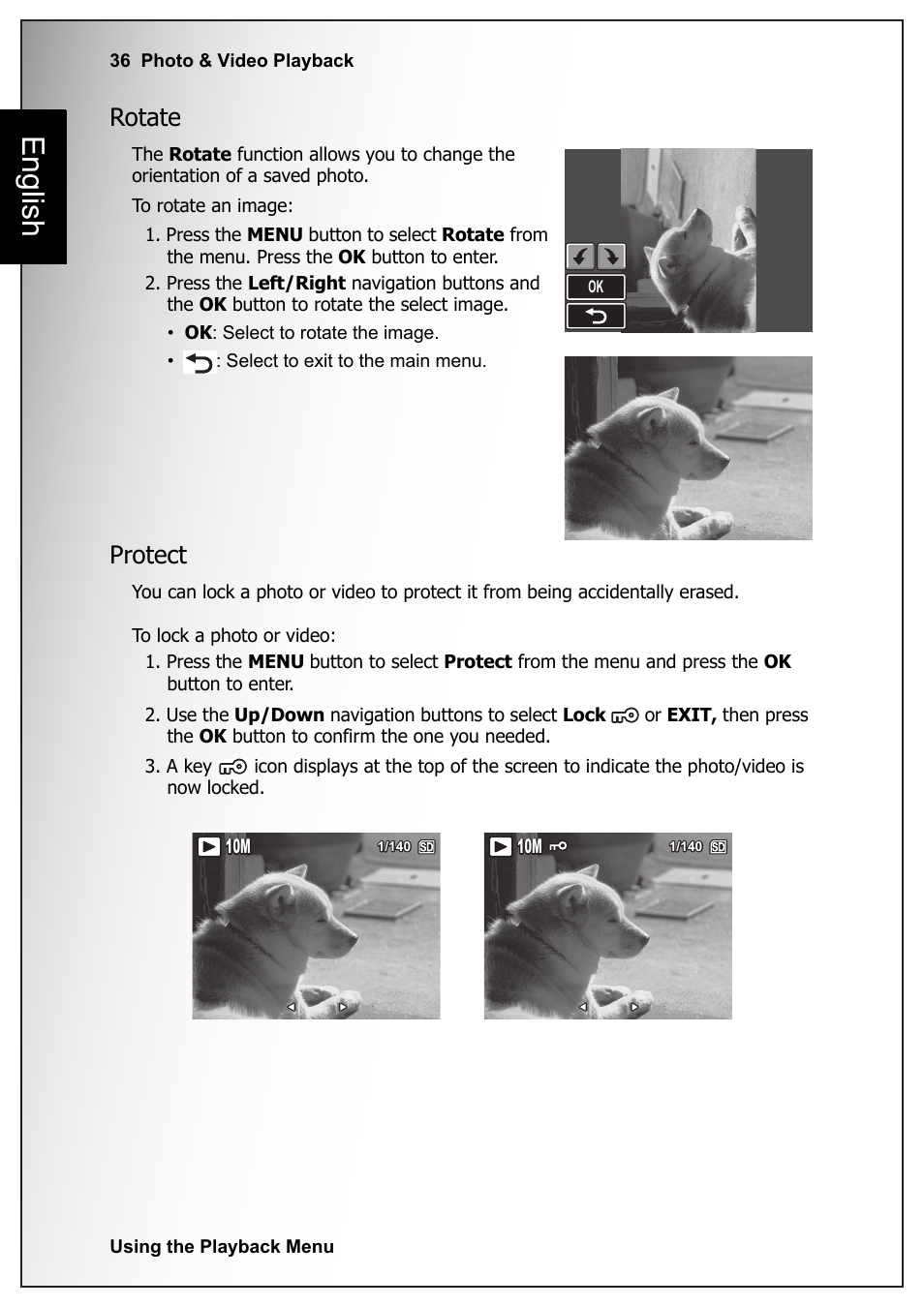 Rotate, Protect, Rotate protect | English | Sanyo VPC-S1070 User Manual | Page 50 / 67