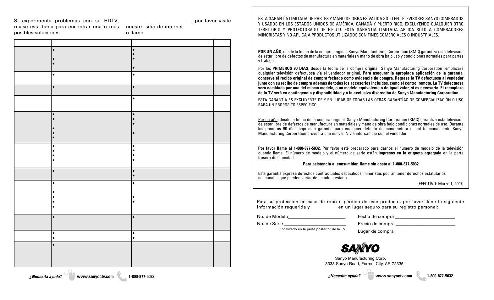 Sugerencias útiles—problemas/soluciones | Sanyo DP37649 User Manual | Page 16 / 17
