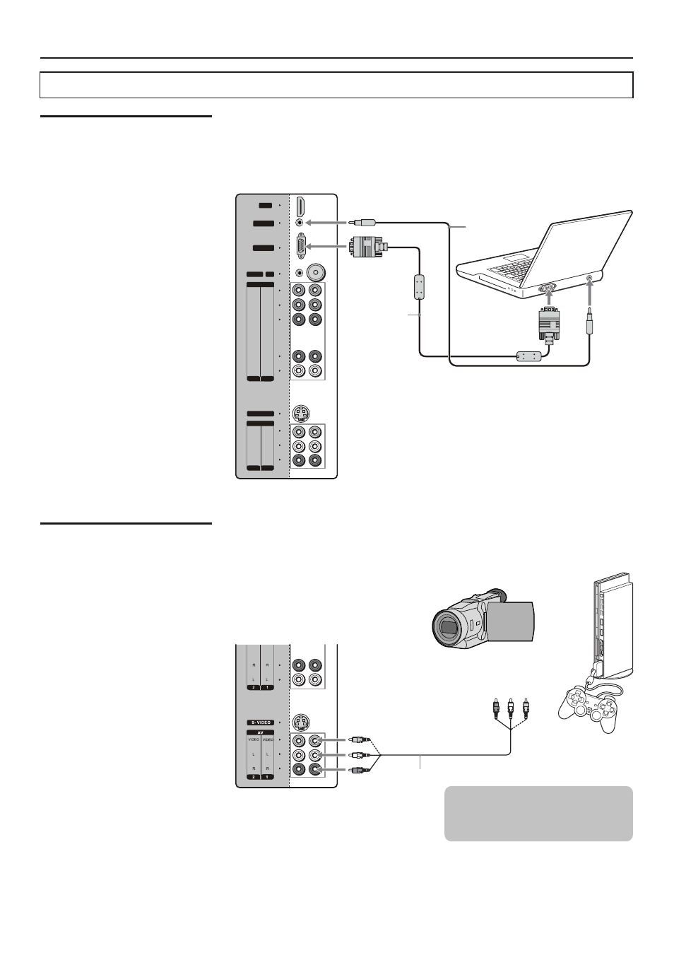 Connecting the tv, Using external equipment, Connecting a pc | Connecting a camcorder or “playstation, Tv right side, Camcorder “playstation | Sanyo AVL-279 User Manual | Page 19 / 63
