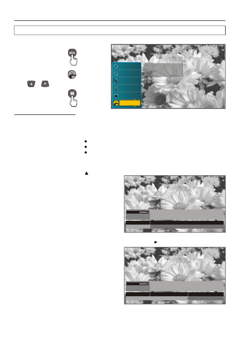 Adjusting menu options, Using the program guide accessing program guide, Using the program guide | Guide | Sanyo AVL-279 User Manual | Page 34 / 63