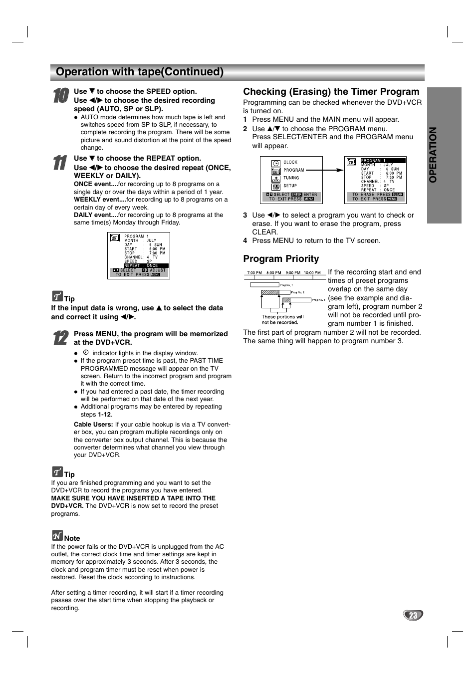 Operation with tape(continued) | Sanyo DVC-2600 User Manual | Page 23 / 36