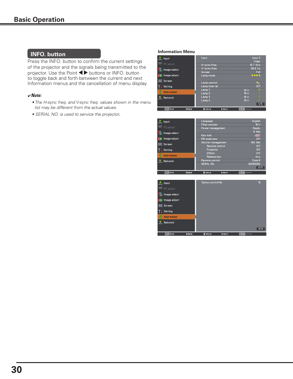 Basic operation | Sanyo PLC HF15000L User Manual | Page 30 / 100