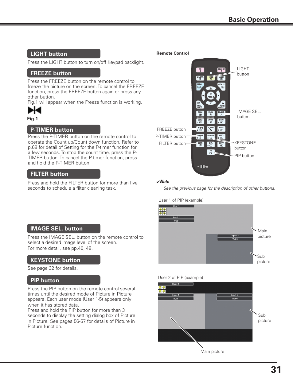 Basic operation | Sanyo PLC HF15000L User Manual | Page 31 / 100