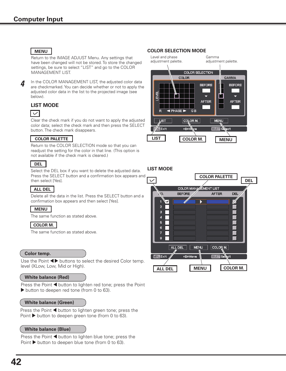 Computer input | Sanyo PLC HF15000L User Manual | Page 42 / 100