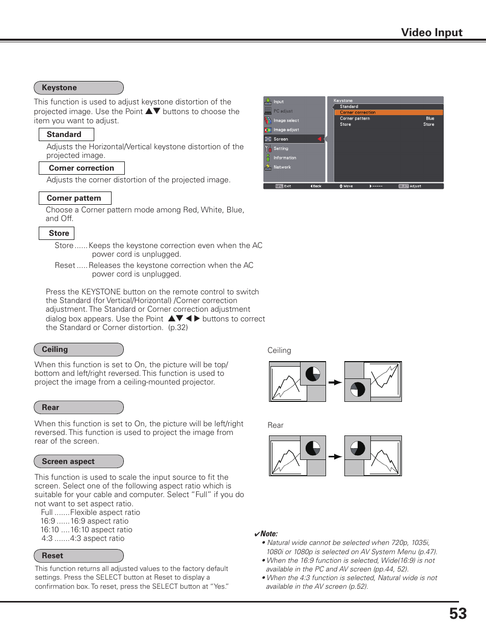 Video input | Sanyo PLC HF15000L User Manual | Page 53 / 100