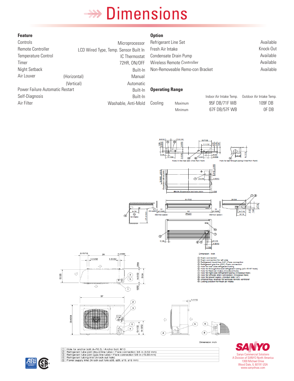 Dimensions | Sanyo C4272R User Manual | Page 2 / 2