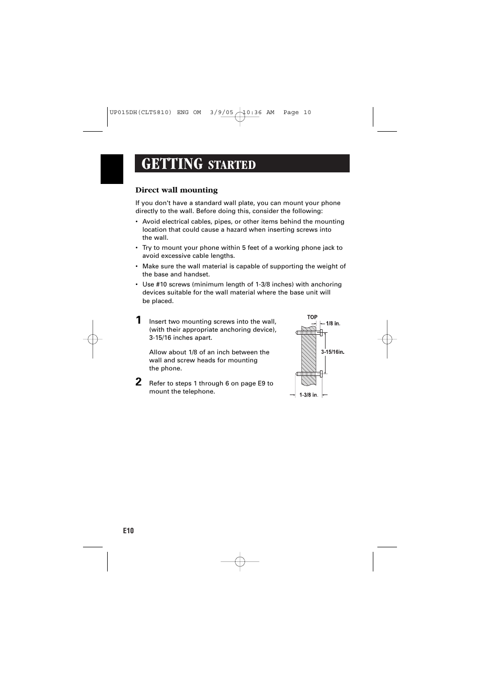 Getting, Started | Sanyo CLT-5810 User Manual | Page 12 / 48