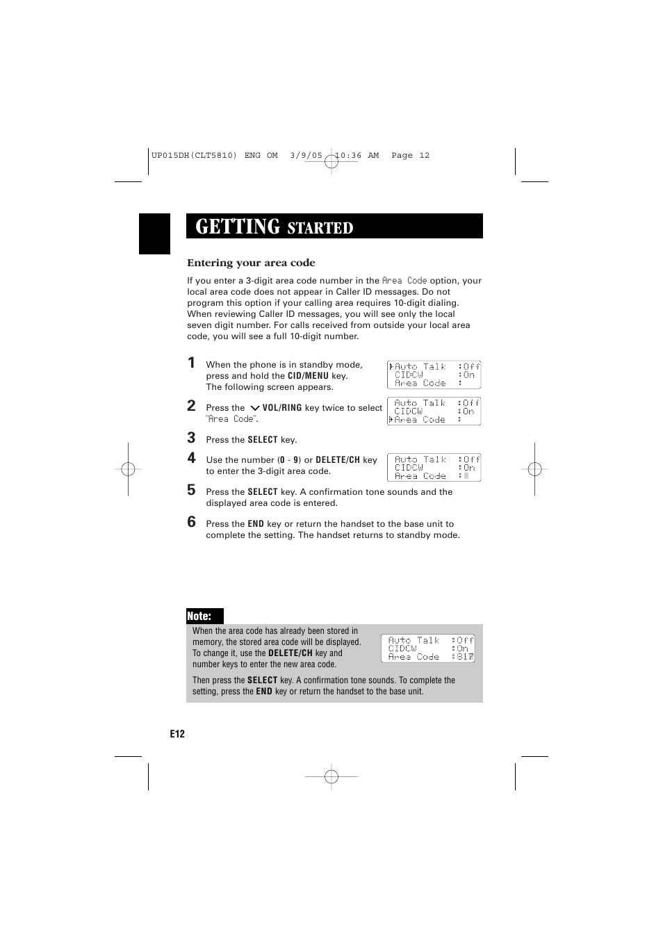 Getting, Started | Sanyo CLT-5810 User Manual | Page 14 / 48