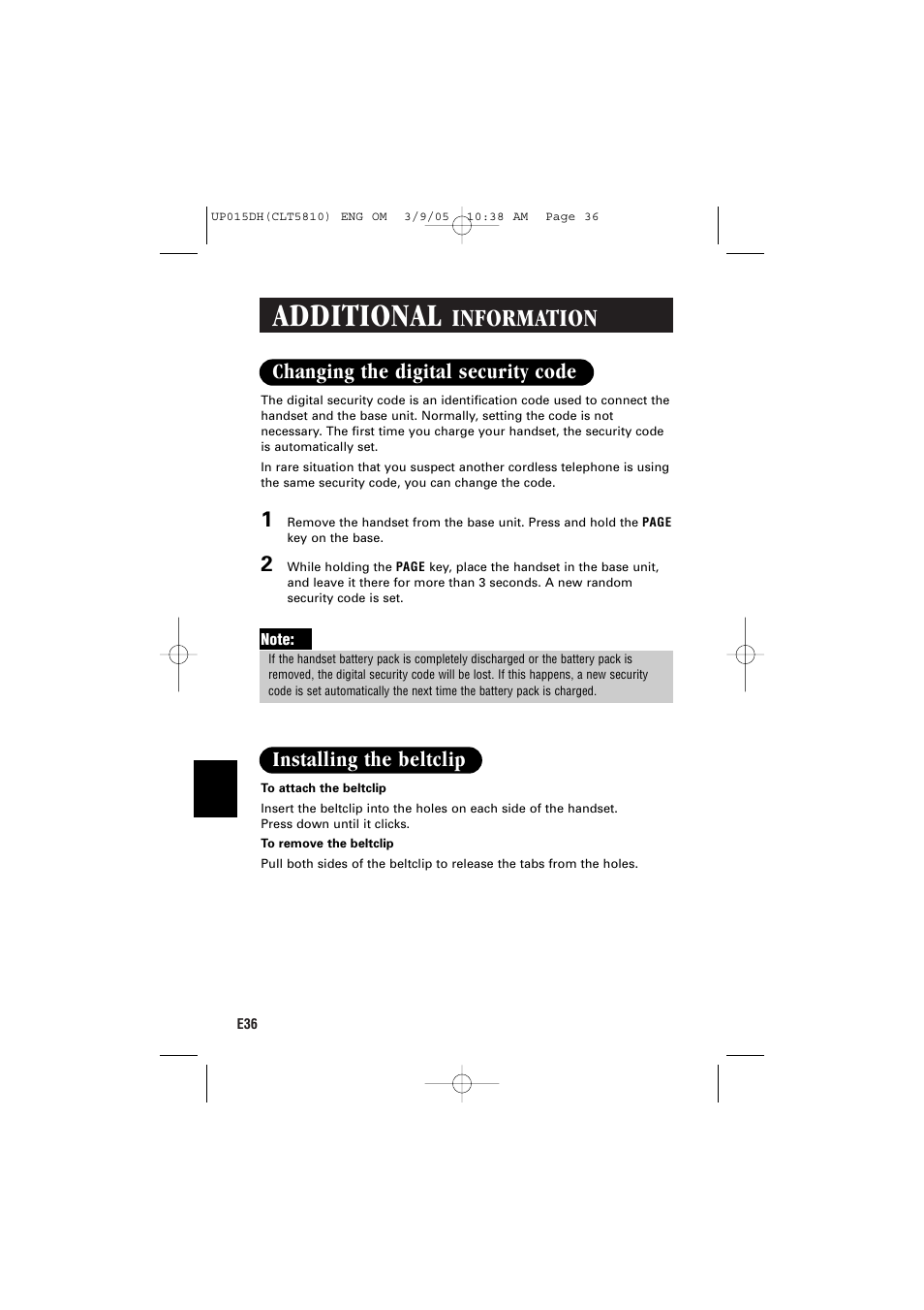 Additional, Information | Sanyo CLT-5810 User Manual | Page 38 / 48
