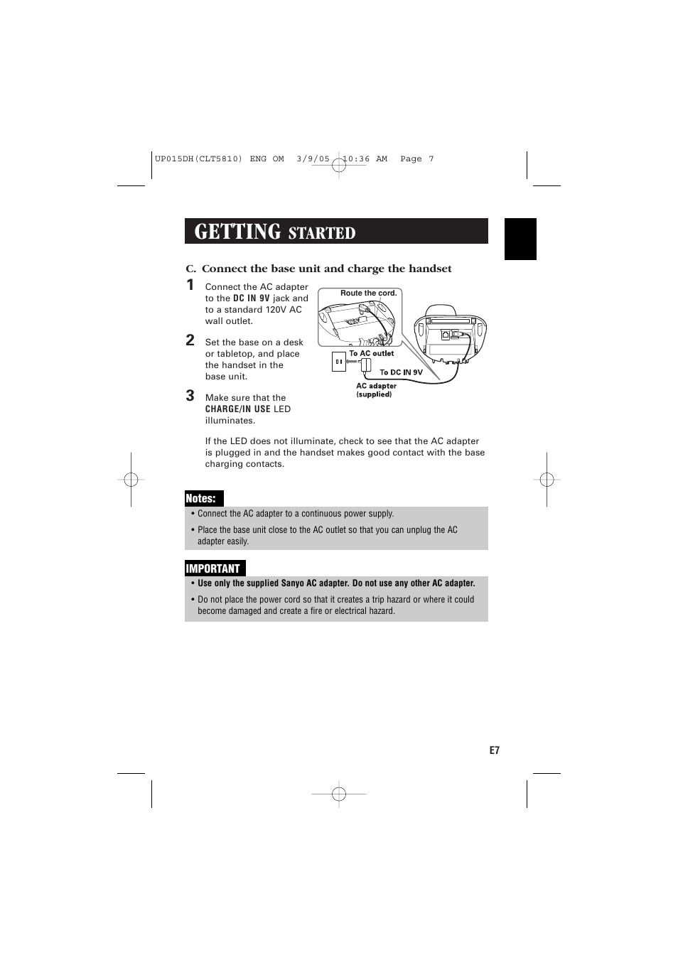 Getting, Started | Sanyo CLT-5810 User Manual | Page 9 / 48