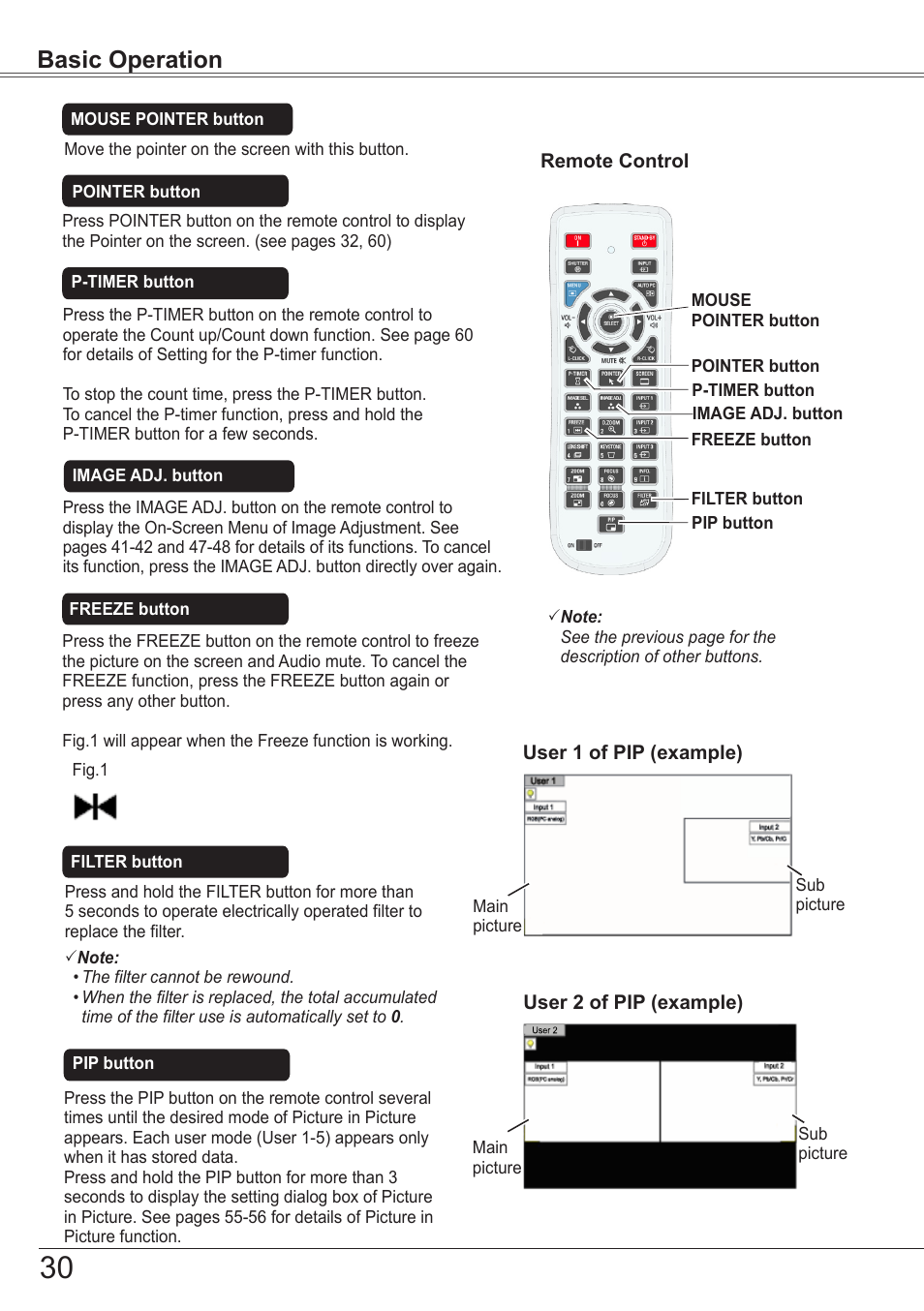 Basic operation | Sanyo PJLINK PLC-ZM5000L User Manual | Page 30 / 92