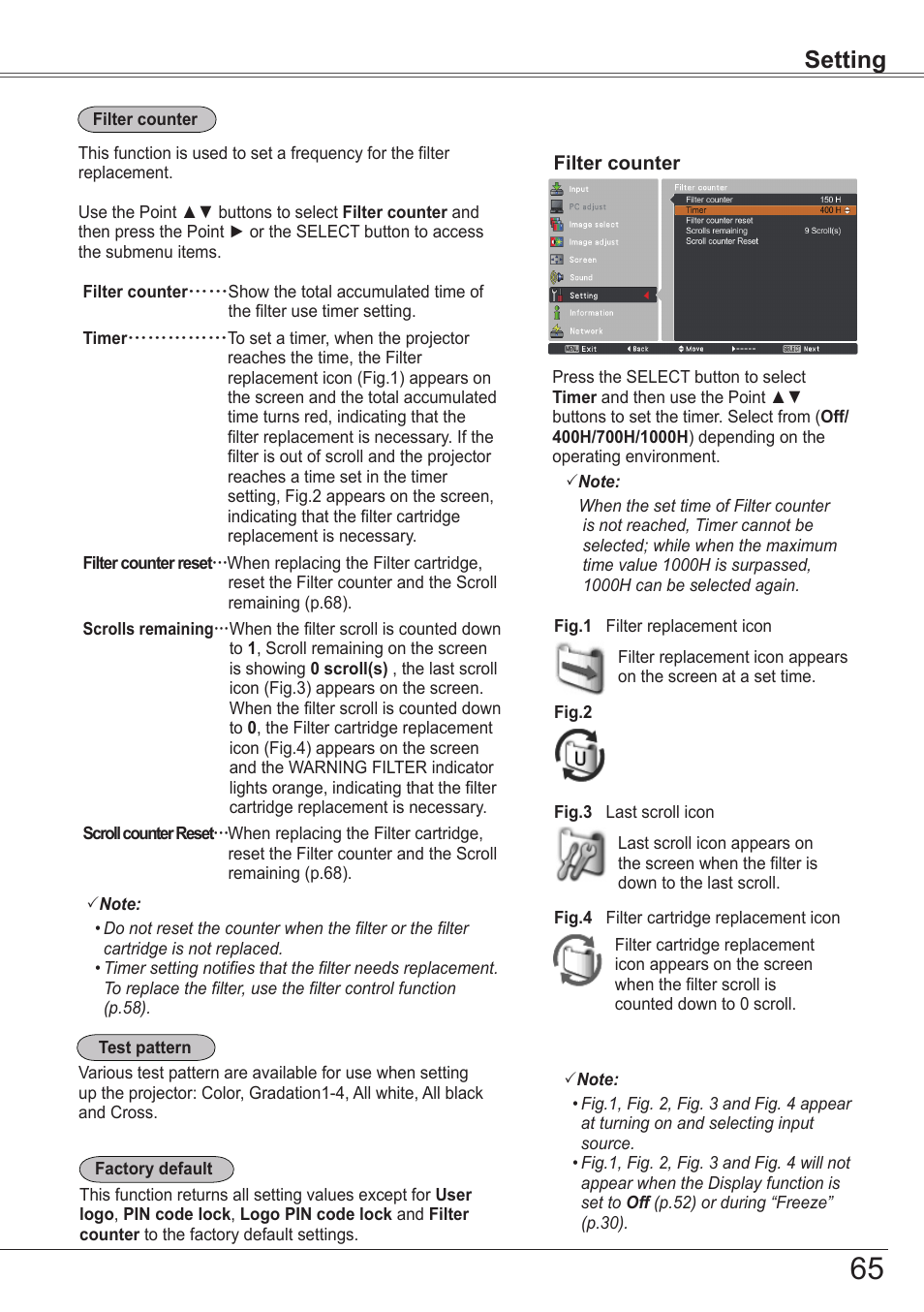 Setting | Sanyo PJLINK PLC-ZM5000L User Manual | Page 65 / 92