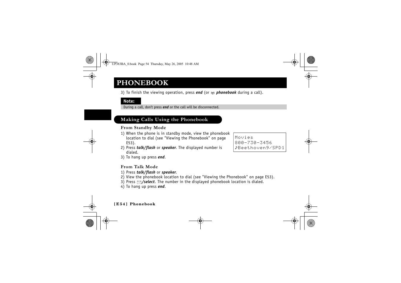 Phonebook | Sanyo CLT-E30 User Manual | Page 56 / 88
