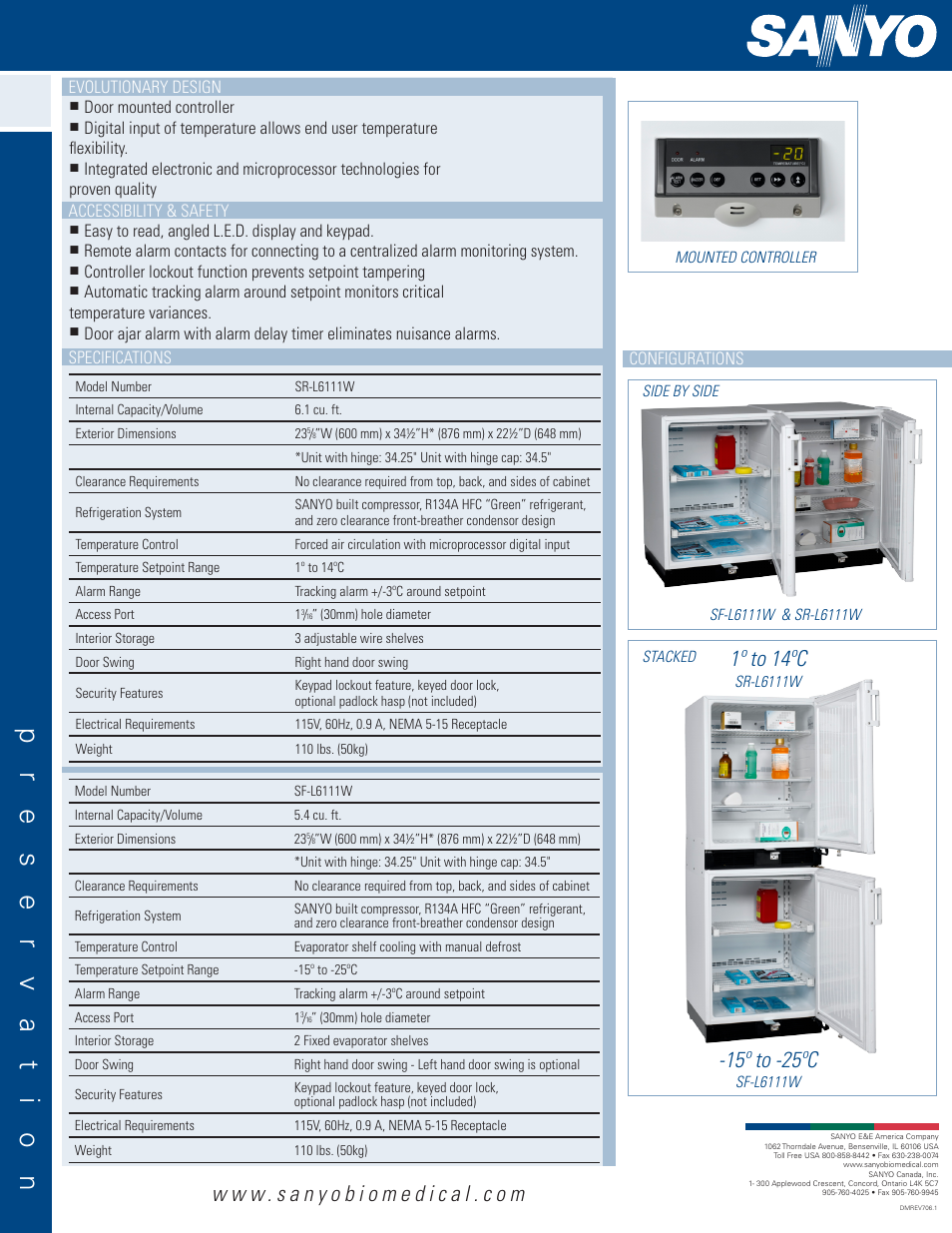 1º to 14ºc, 15º to -25ºc | Sanyo SR/SF-L6111W User Manual | Page 2 / 2