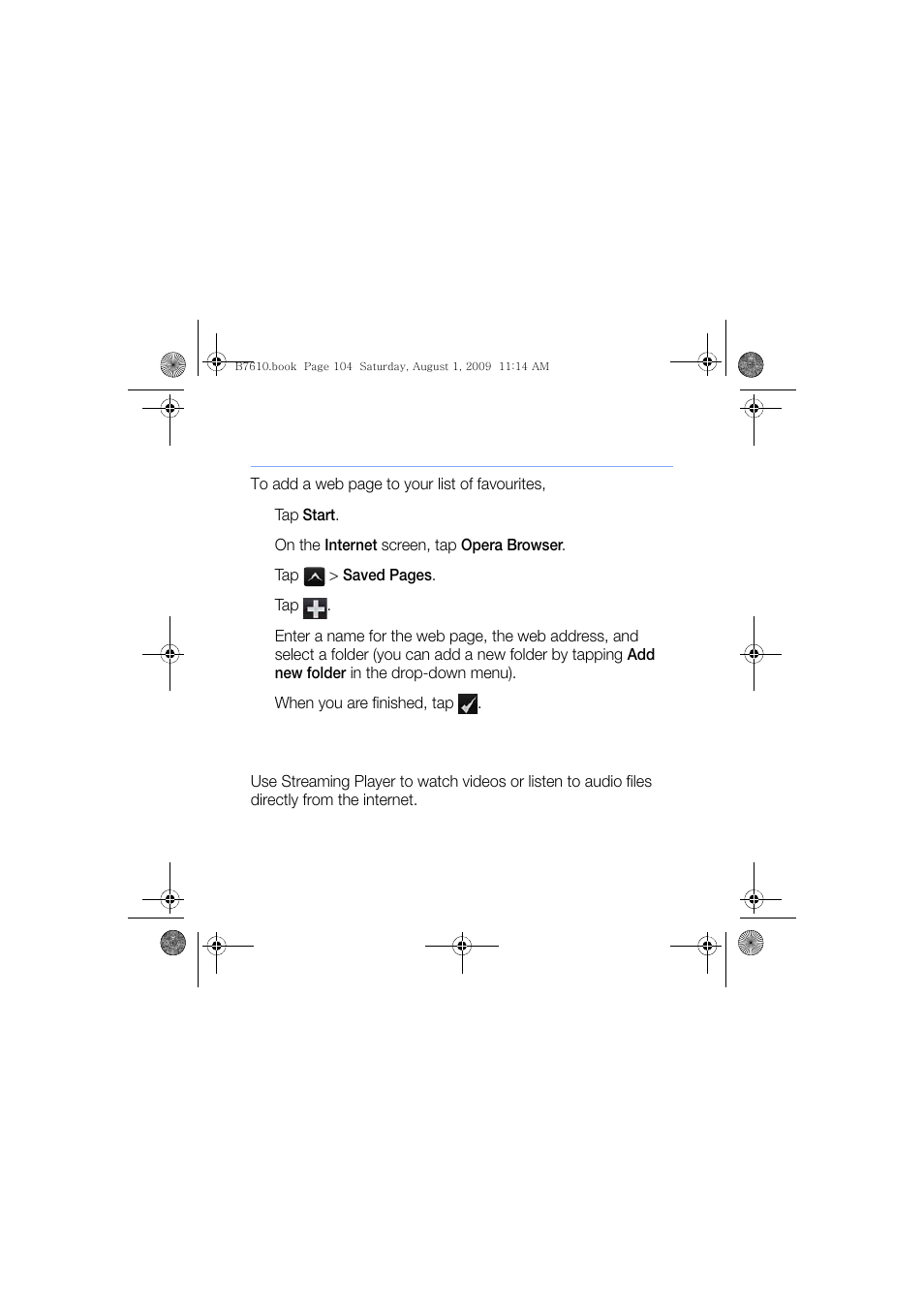 Streaming player, Bookmark your favourite pages | Sanyo GH68-24473A User Manual | Page 105 / 158