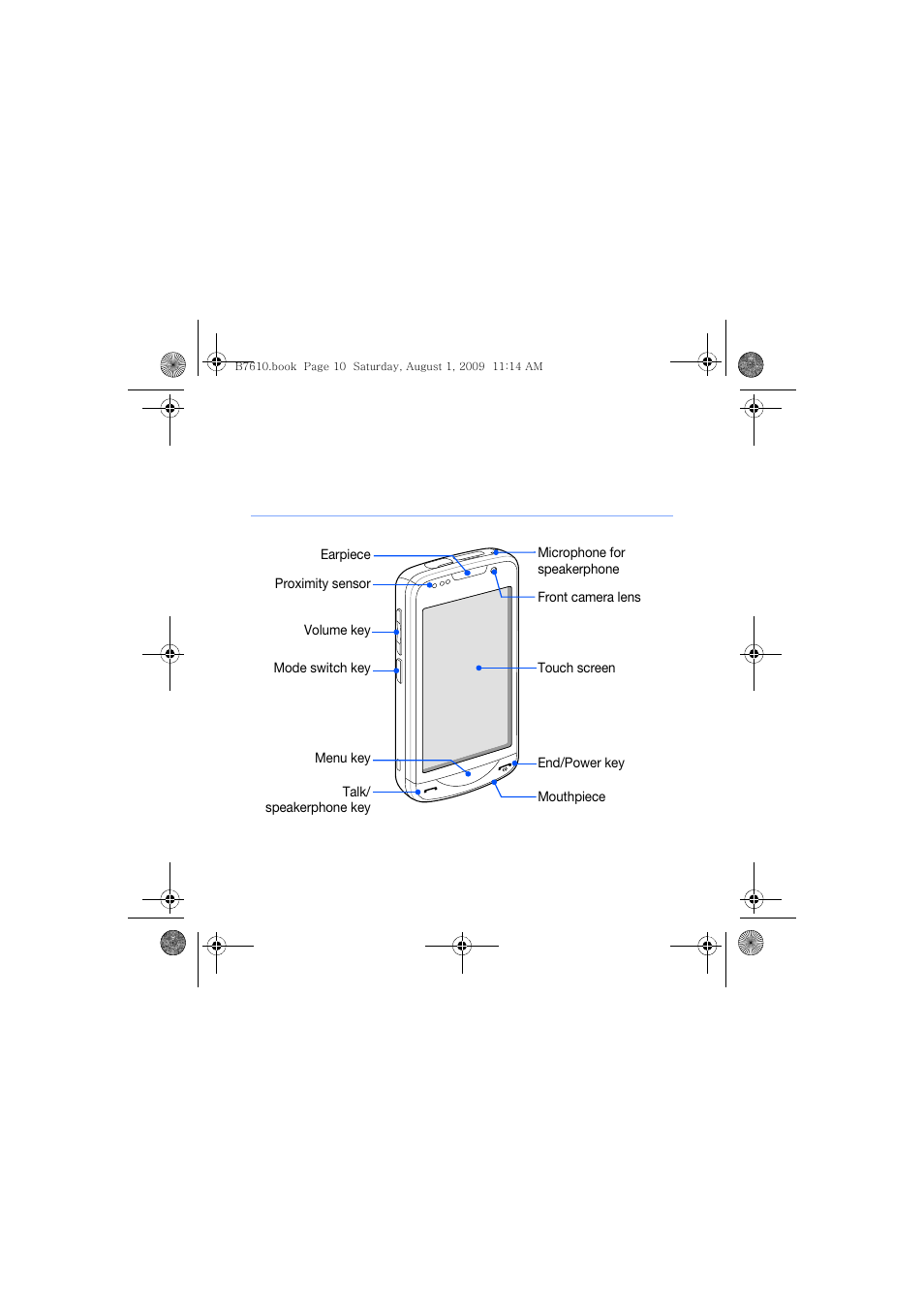 Get to know your device, Front view | Sanyo GH68-24473A User Manual | Page 11 / 158