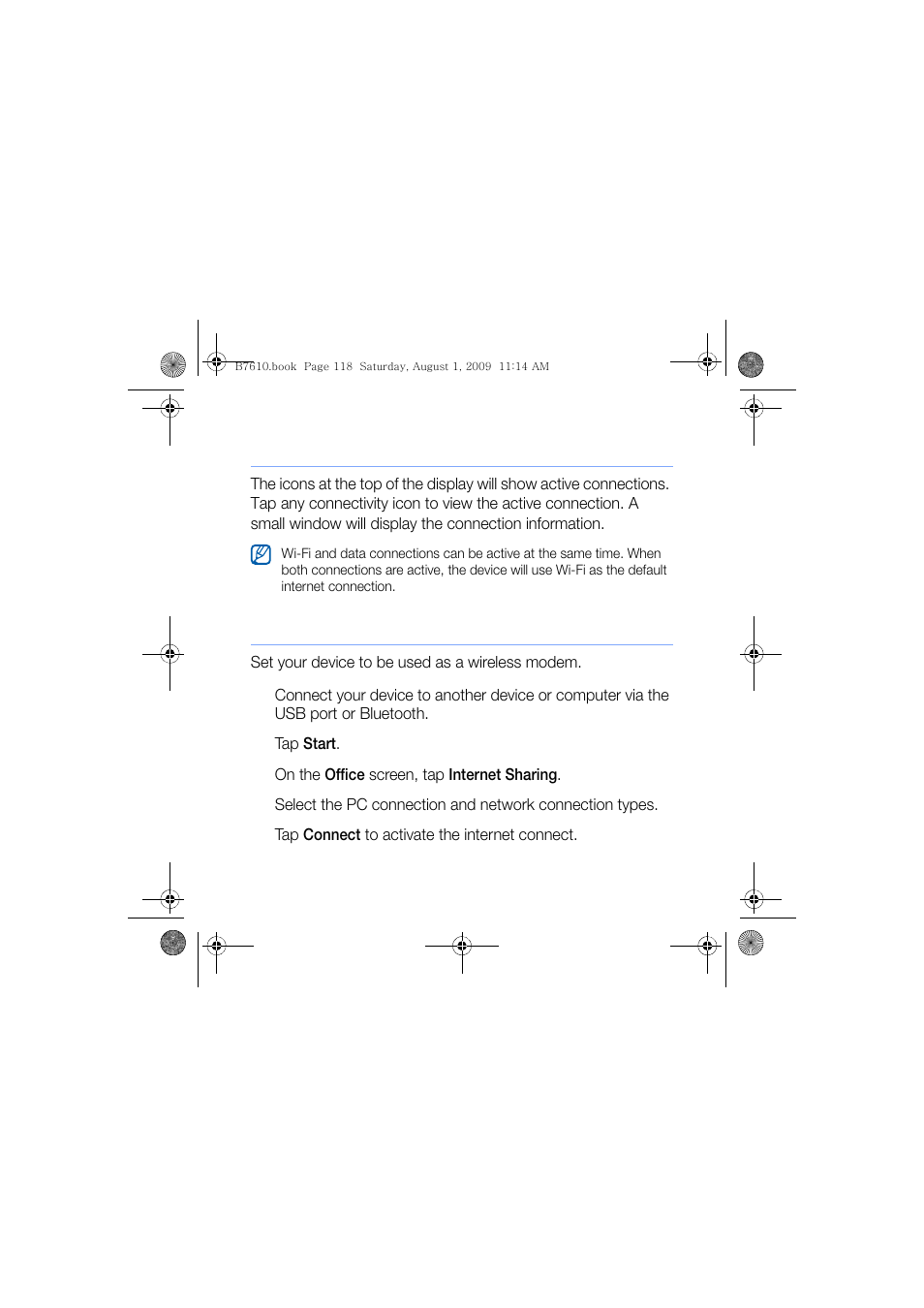 Find the active network connection, Use internet sharing | Sanyo GH68-24473A User Manual | Page 119 / 158