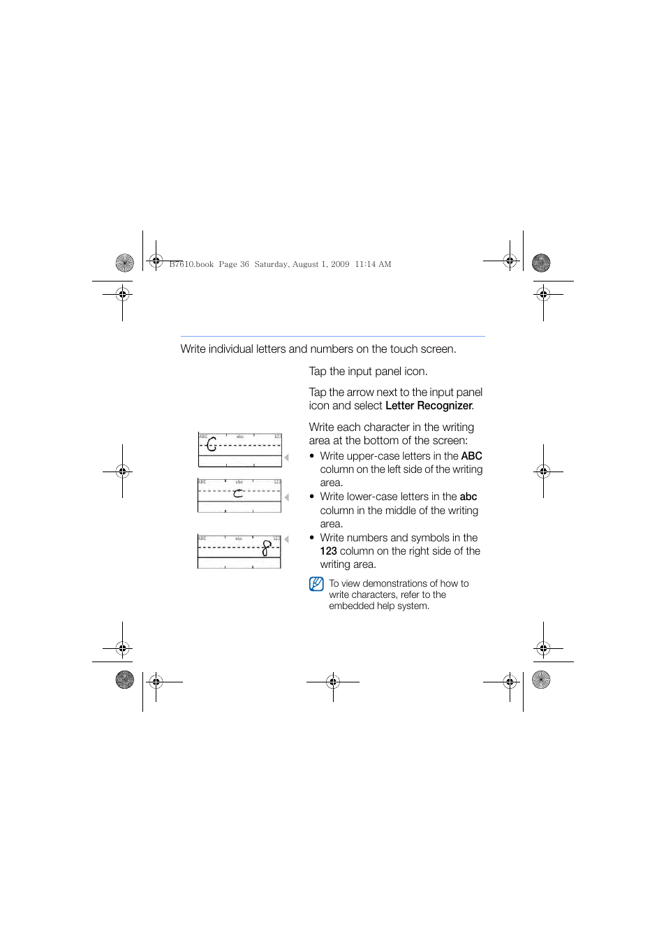 Enter text with letter recognizer | Sanyo GH68-24473A User Manual | Page 37 / 158