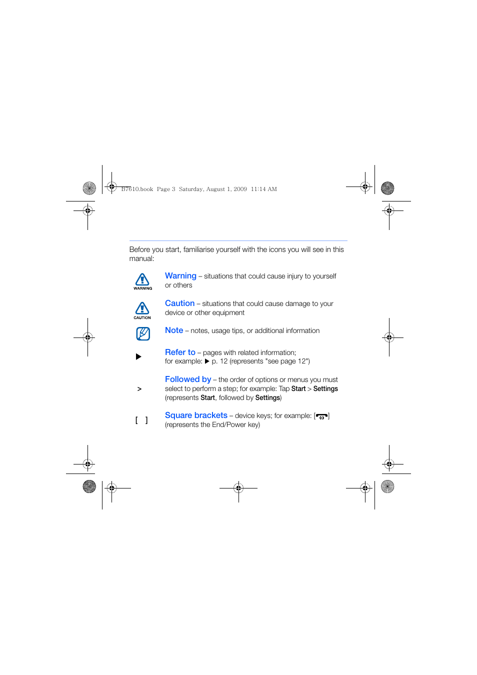 Instructional icons | Sanyo GH68-24473A User Manual | Page 4 / 158