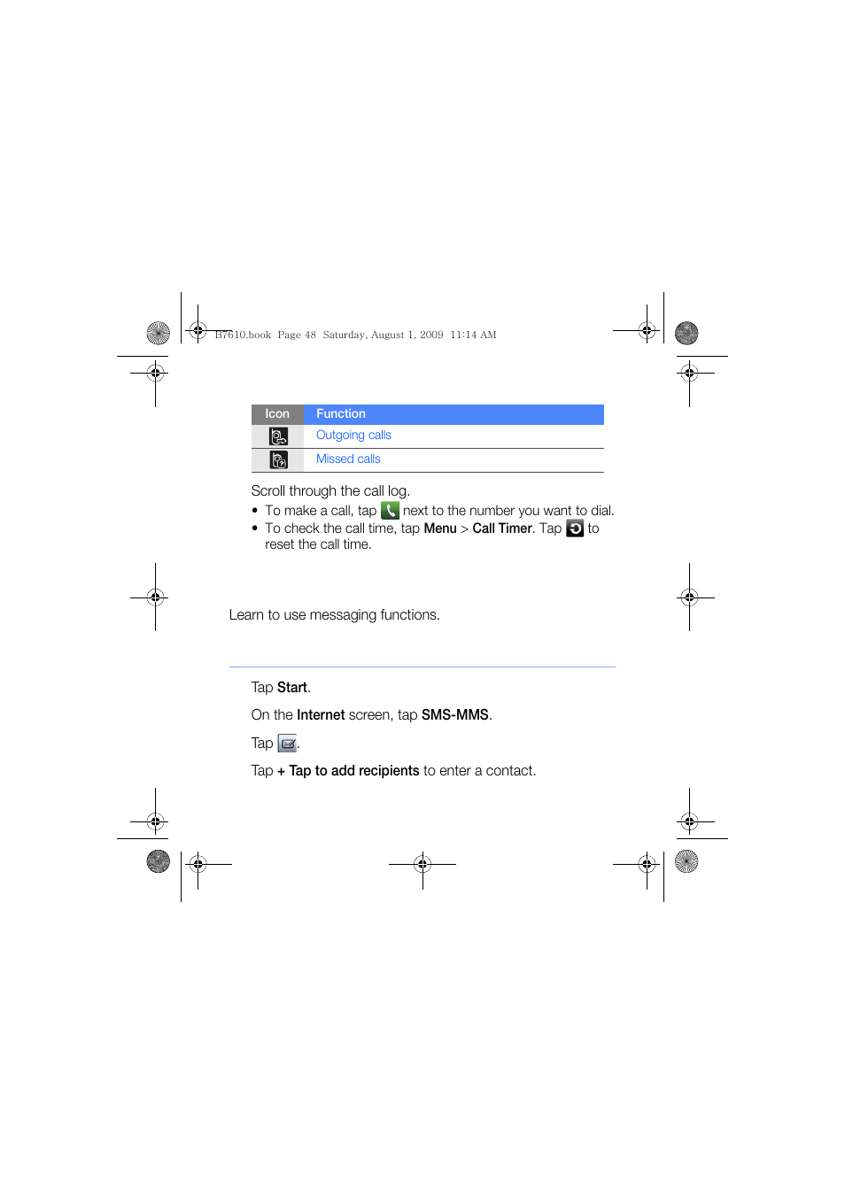 Messaging, Send a text message | Sanyo GH68-24473A User Manual | Page 49 / 158