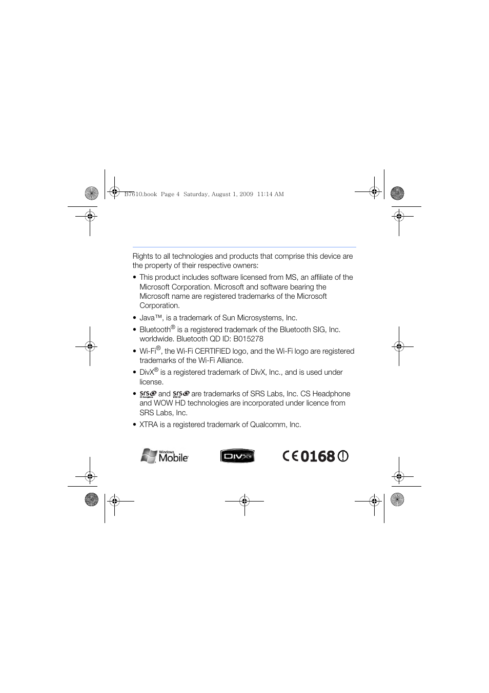 Copyrights and trademarks | Sanyo GH68-24473A User Manual | Page 5 / 158