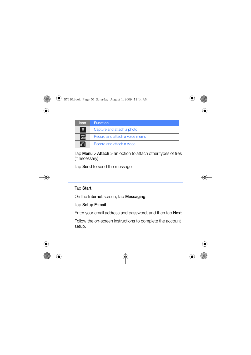 Add an email account | Sanyo GH68-24473A User Manual | Page 51 / 158