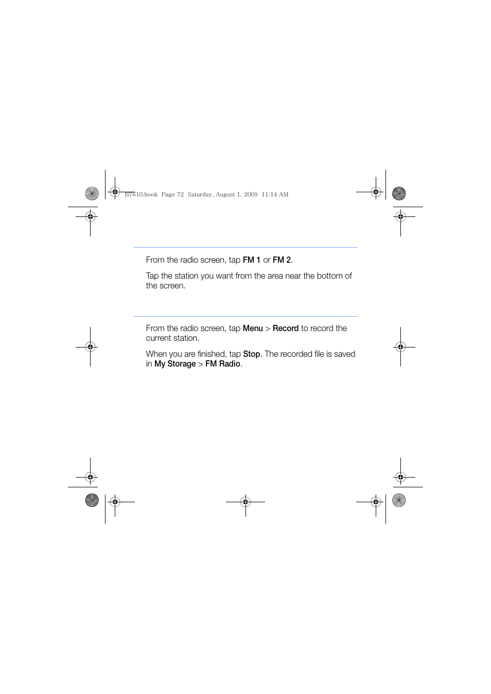 Select a station, Record the fm radio | Sanyo GH68-24473A User Manual | Page 73 / 158